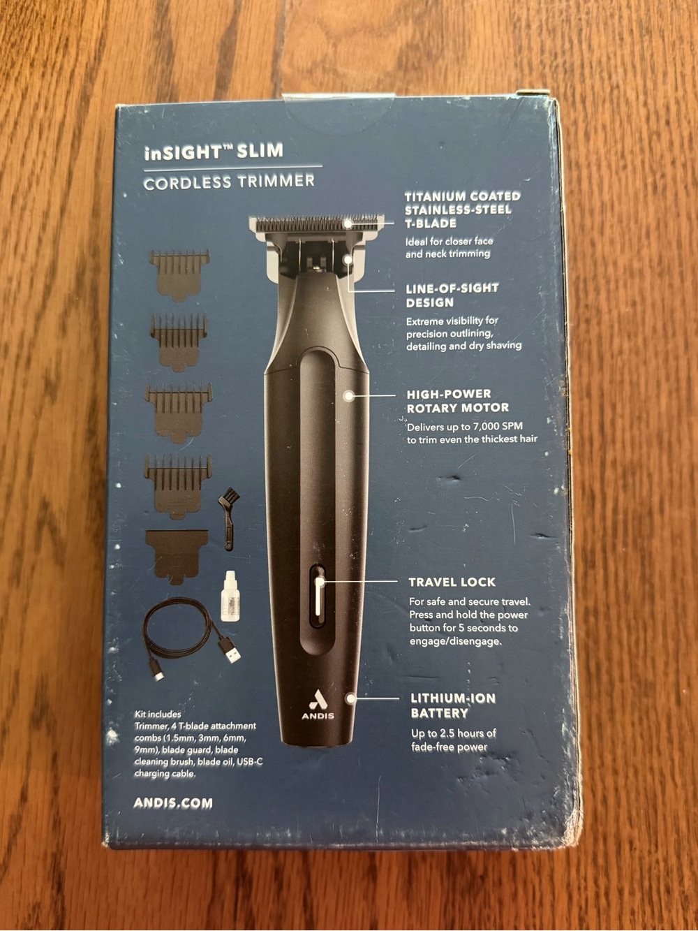 Andis Gold and Black Rechargeable Beard Trimmer with Guide Combs - Picture 9 of 11